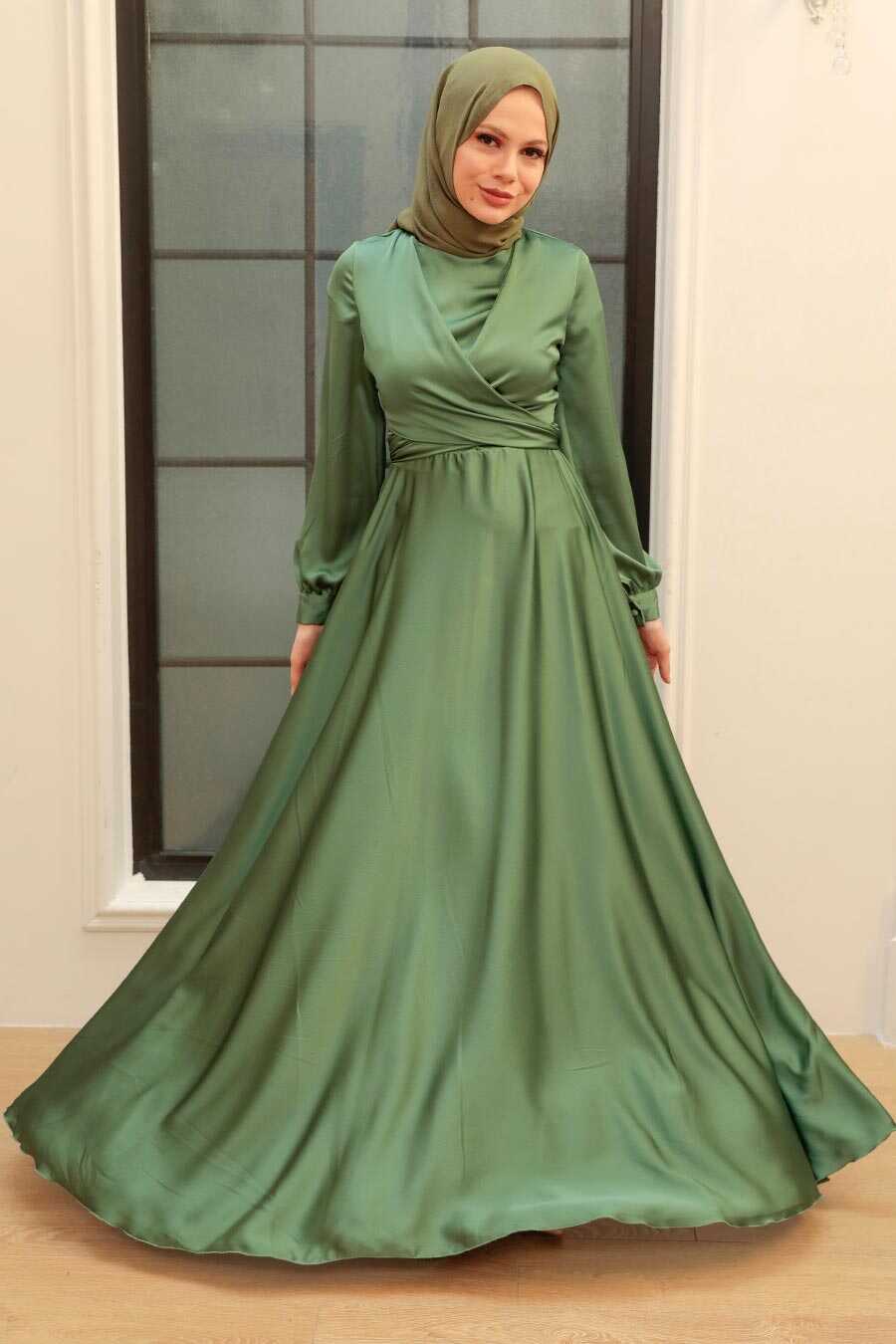 Neva Style - Modern Almond Green Hijab Bridesmaid Dress 33871CY