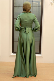 Neva Style - Modern Almond Green Hijab Bridesmaid Dress 33871CY - Thumbnail