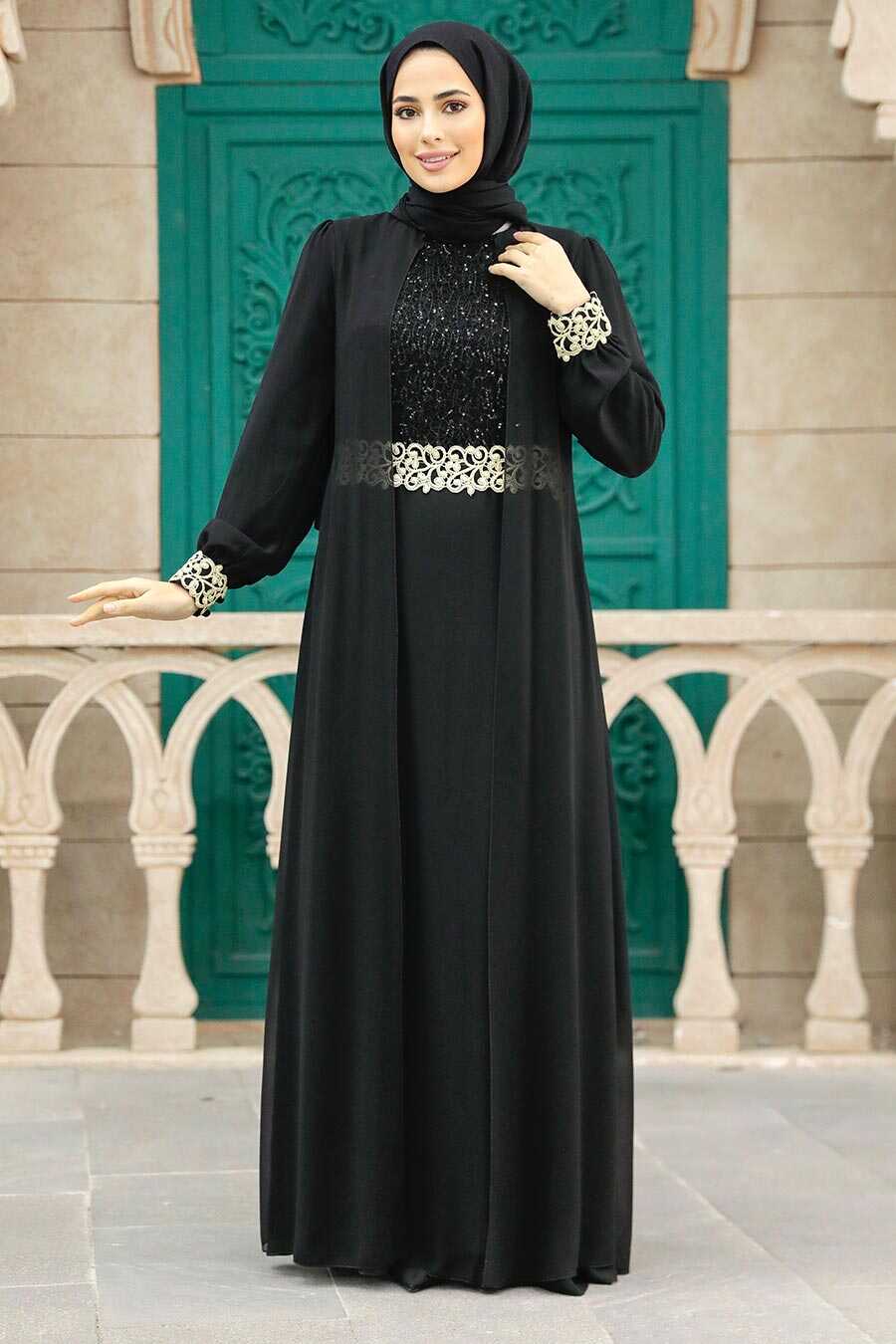 Neva Style - Modern Black Modest Dress 25700S