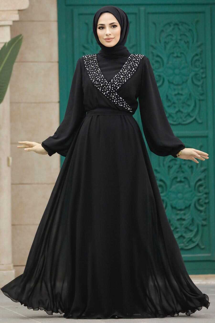 Neva Style - Modern Black Modest Prom Dress 22153S