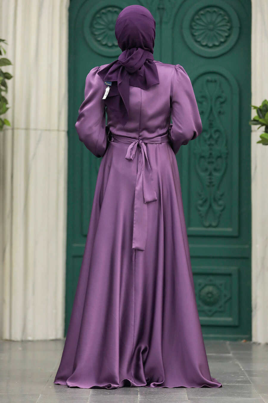 Neva Style - Modern Dark Lila Islamic Clothing Wedding Dress 40621KLILA