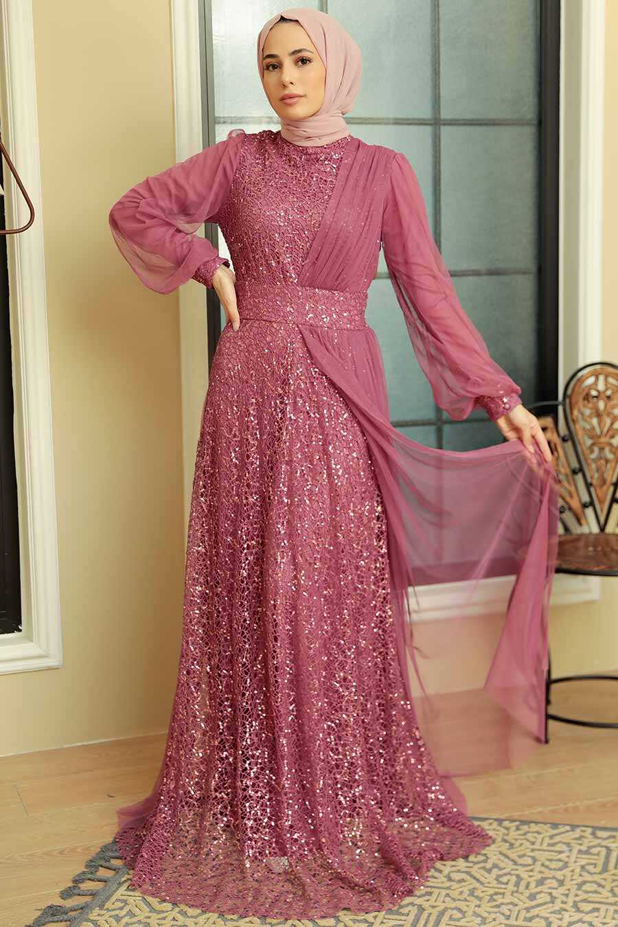 Neva Style - Modern Dusty Rose Muslim Wedding Gown 5696GK