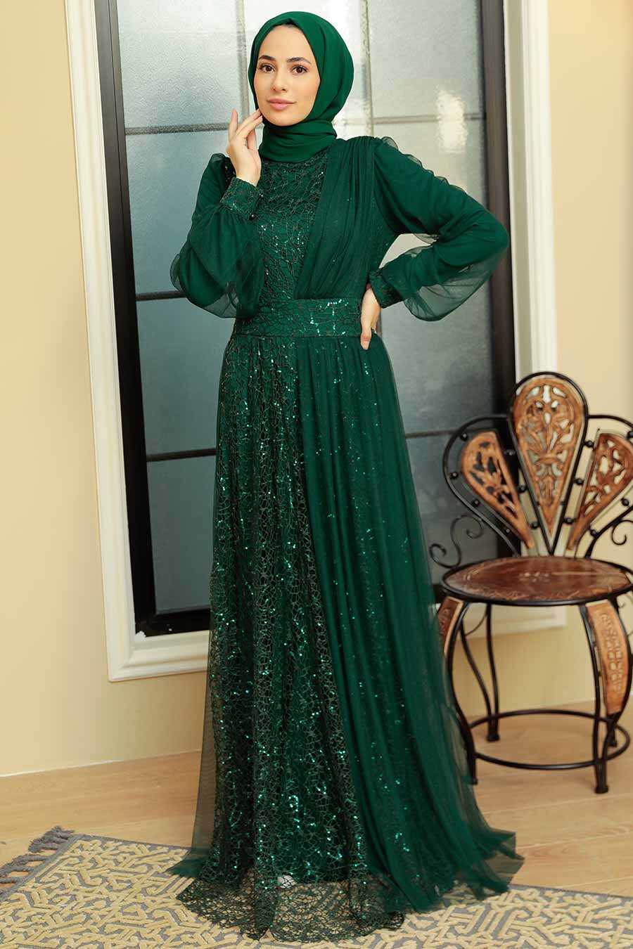 Neva Style - Modern Green Muslim Wedding Gown 5696Y