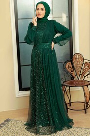 Neva Style - Modern Green Muslim Wedding Gown 5696Y - Thumbnail