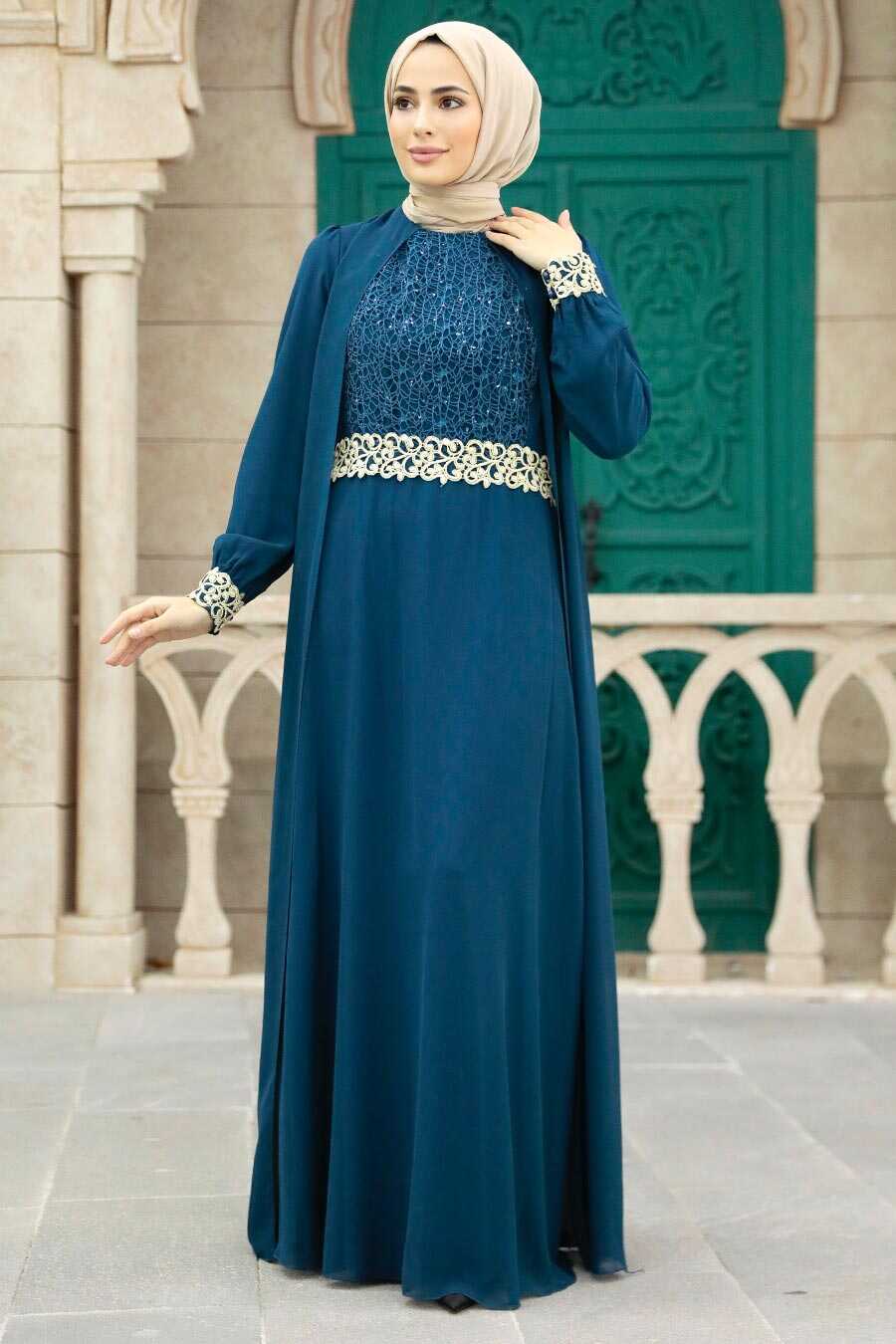 Neva Style - Modern İndigo Blue Modest Dress 25700IM