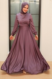 Neva Style - Modern Lila Hijab Bridesmaid Dress 33871LILA - Thumbnail
