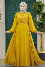 Neva Style - Modern Mustard Modest Prom Dress 22153HR - Thumbnail
