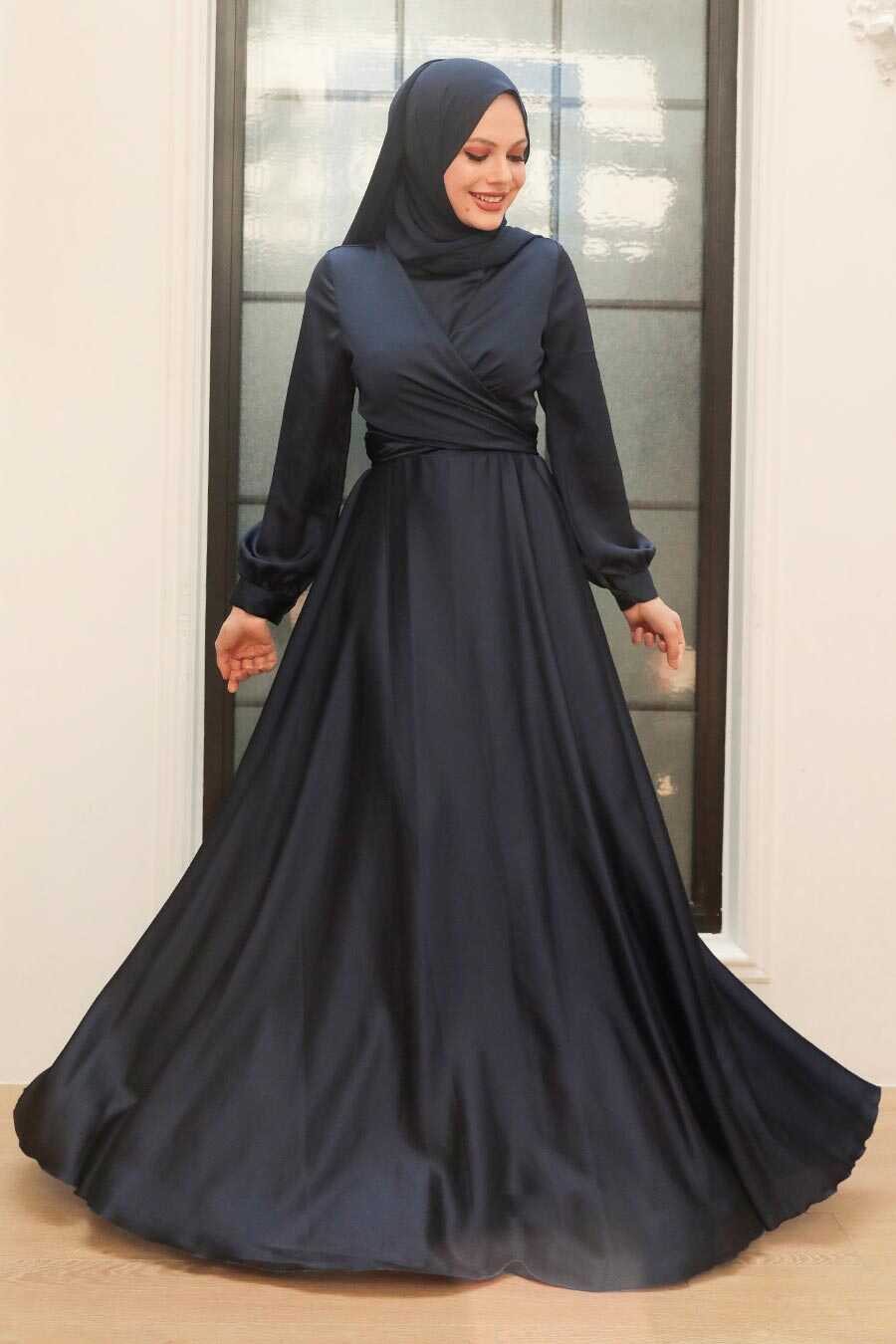 Neva Style - Modern Navy Blue Hijab Bridesmaid Dress 33871L
