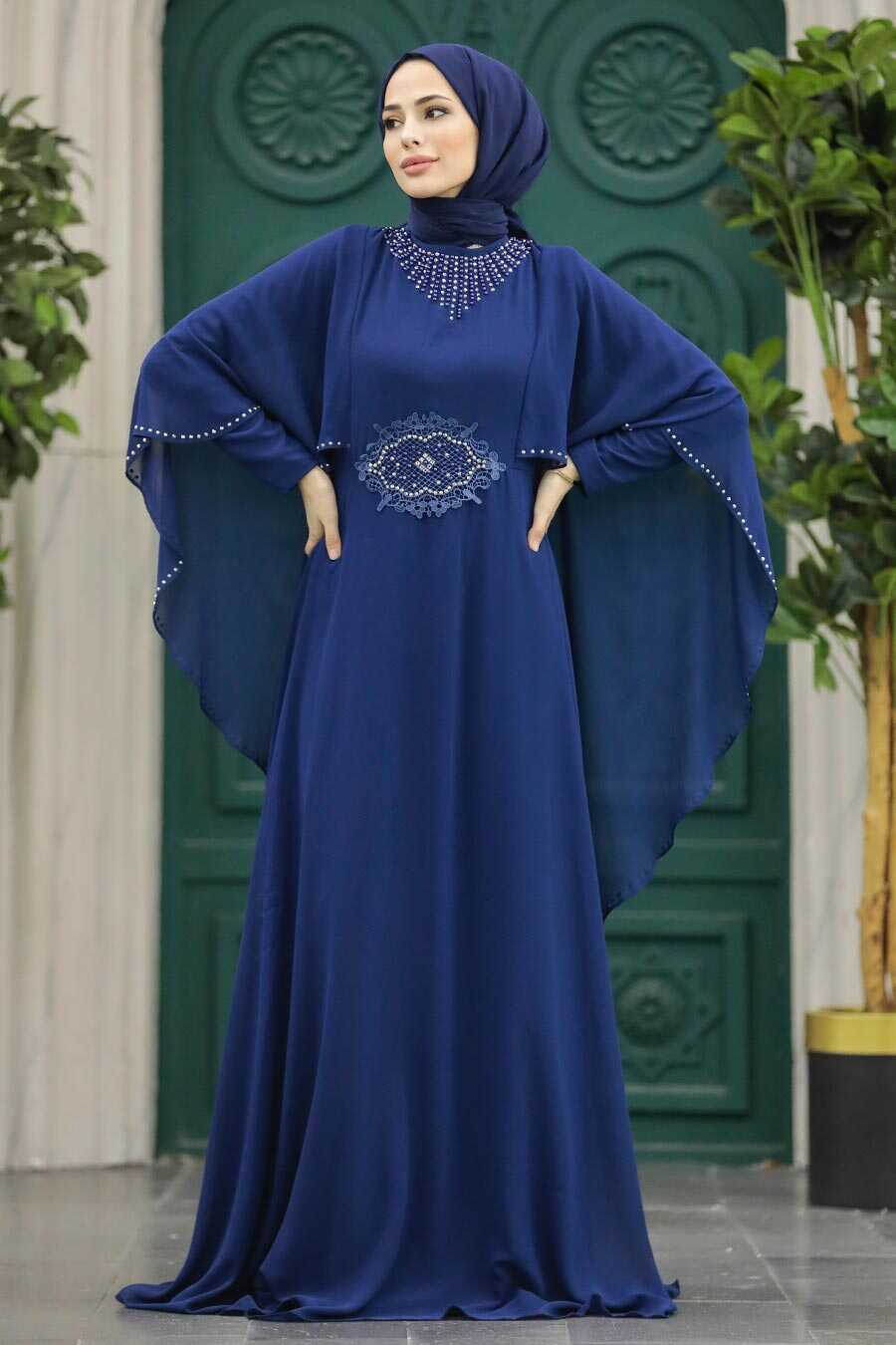 Neva Style -Modern Navy Blue Modest Bridesmaid Dress 91501L