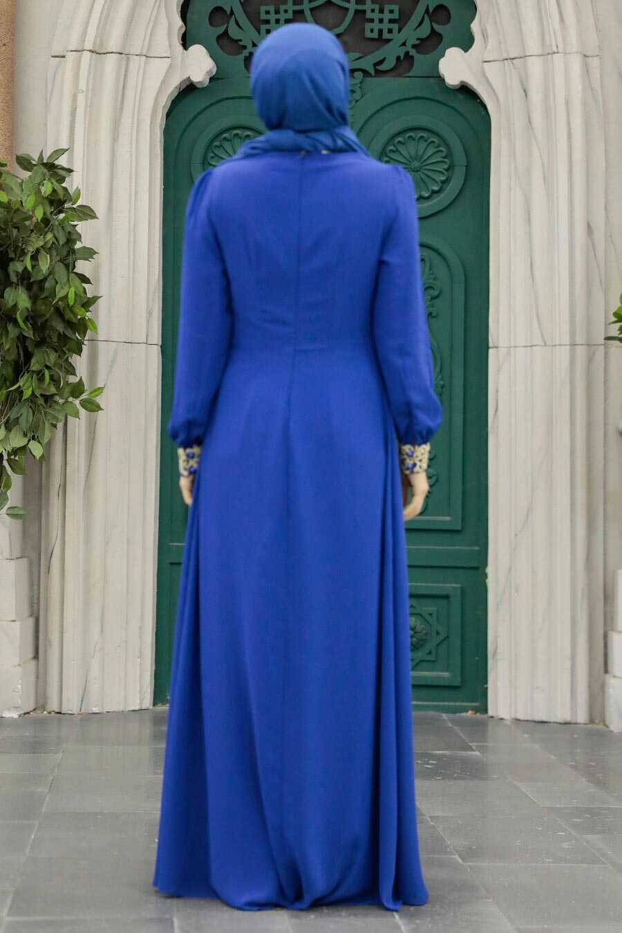 Neva Style - Modern Sax Blue Modest Dress 25700SX