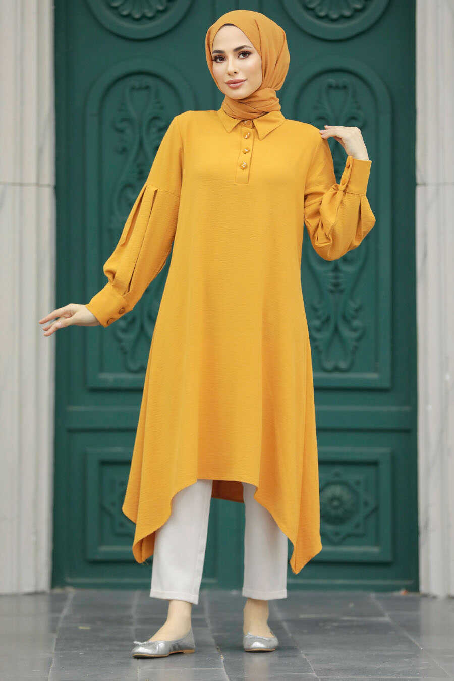 Neva Style - Mustard Islamic Clothing Tunic 615HR