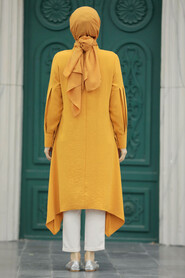 Neva Style - Mustard Islamic Clothing Tunic 615HR - Thumbnail