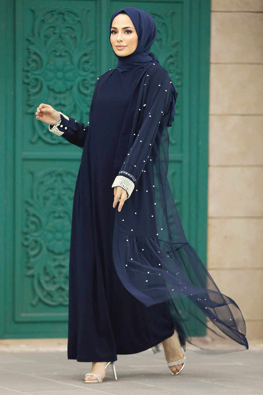 Neva Style - Navy Blue Abaya Modest Double Suit 30121L