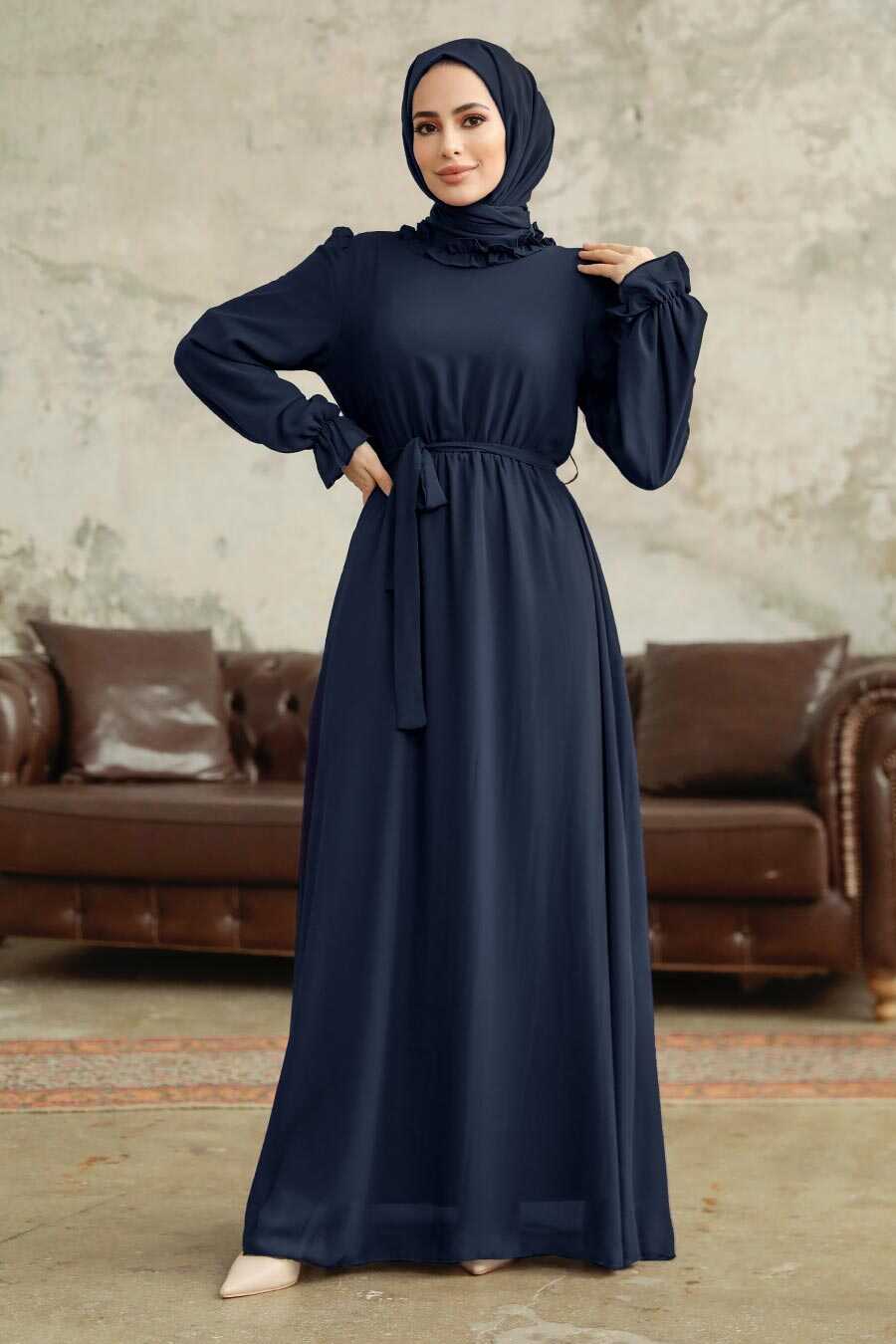 Neva Style - Navy Blue Plus Size Dress 2971L