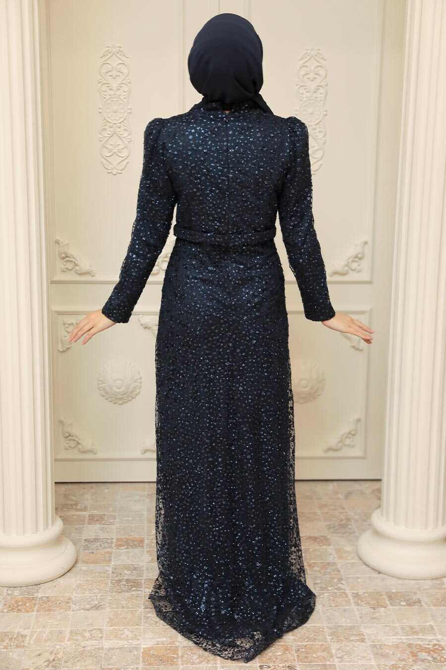 Neva Style - Navy Blue Turkish Modest Evening Gown 2287L