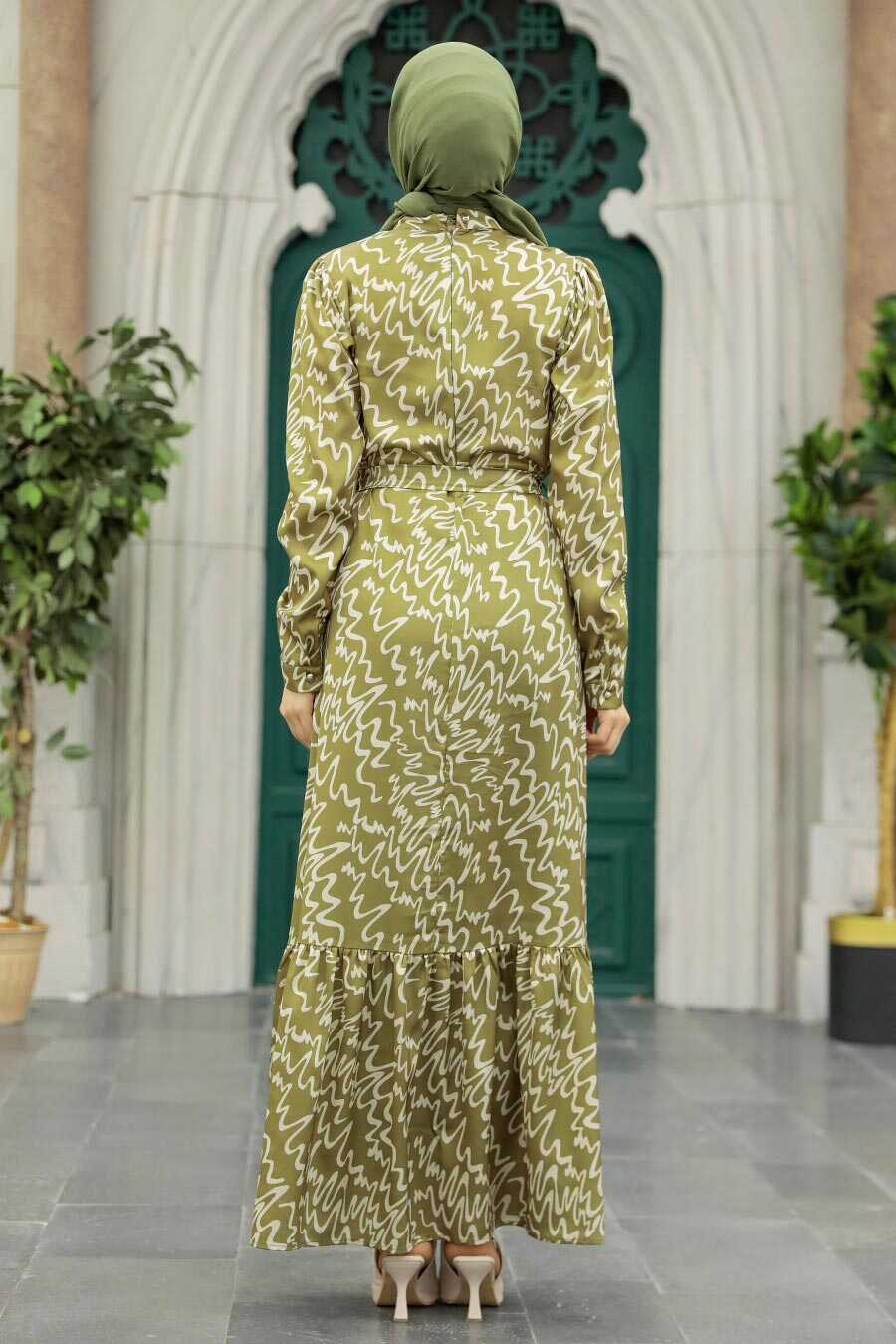 Neva Style - Oil Green High Quality Dress 3430YY