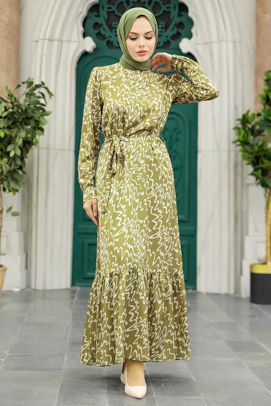 Neva Style - Oil Green High Quality Dress 3430YY