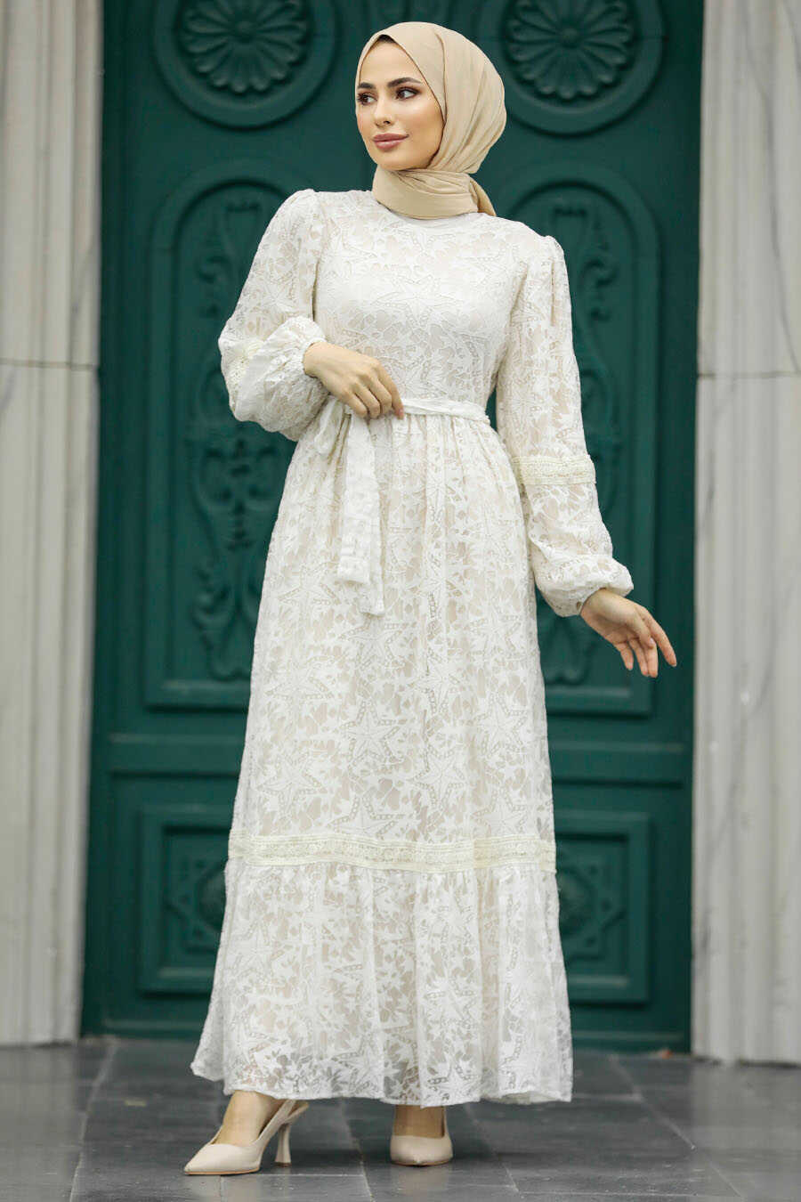 Neva Style - Patterned Hijab Turkish Dress 1348DSN1