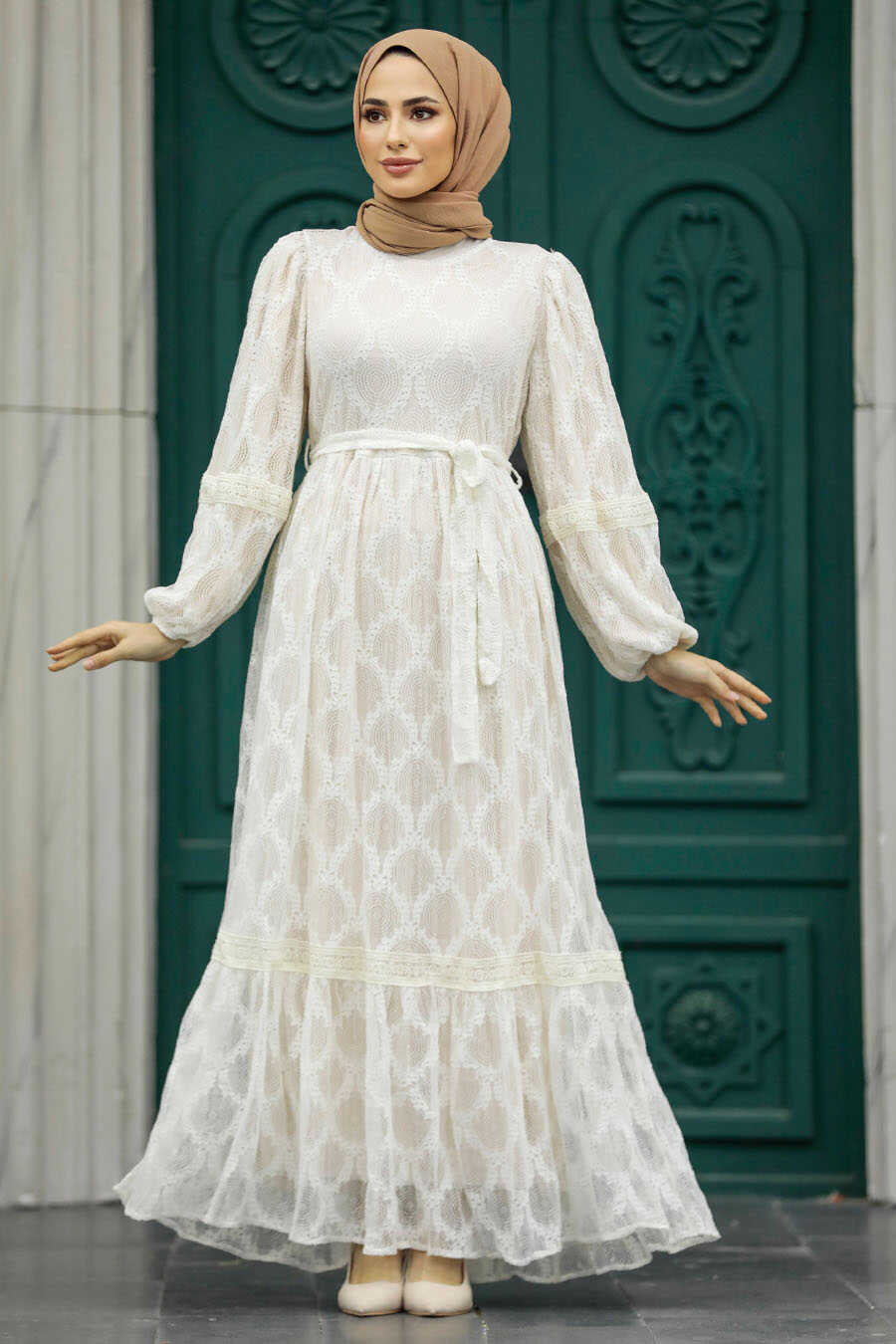 Neva Style - Patterned Hijab Turkish Dress 1348DSN2