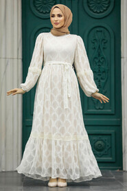 Neva Style - Patterned Hijab Turkish Dress 1348DSN2 - Thumbnail