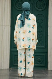Neva Style - Patterned Islamic Clothing Dual Suit 50181DSN - Thumbnail