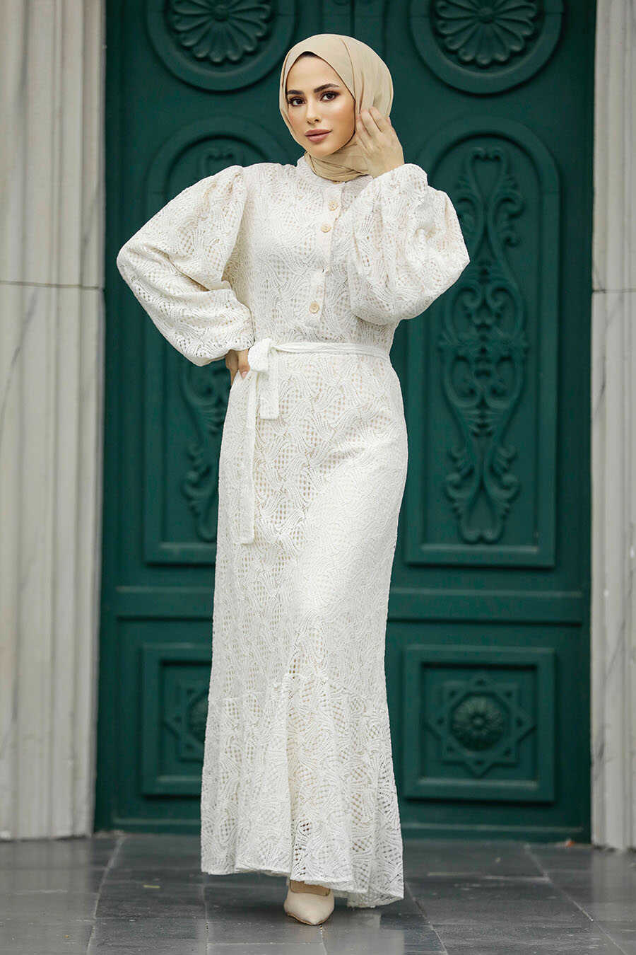 Neva Style - Patterned Modest Dress 1346DSN2
