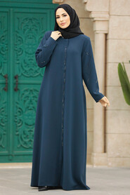 Neva Style - Petrol Blue Plus Size Turkish Abaya 625PM - Thumbnail