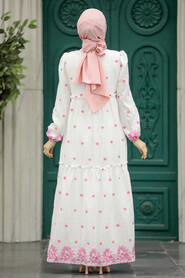 Neva Style - Pink Long Dress 1381P - Thumbnail