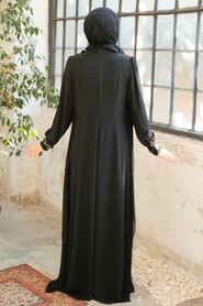 Neva Style - Plus Size Black Islamic Evening Dress 25765S - Thumbnail