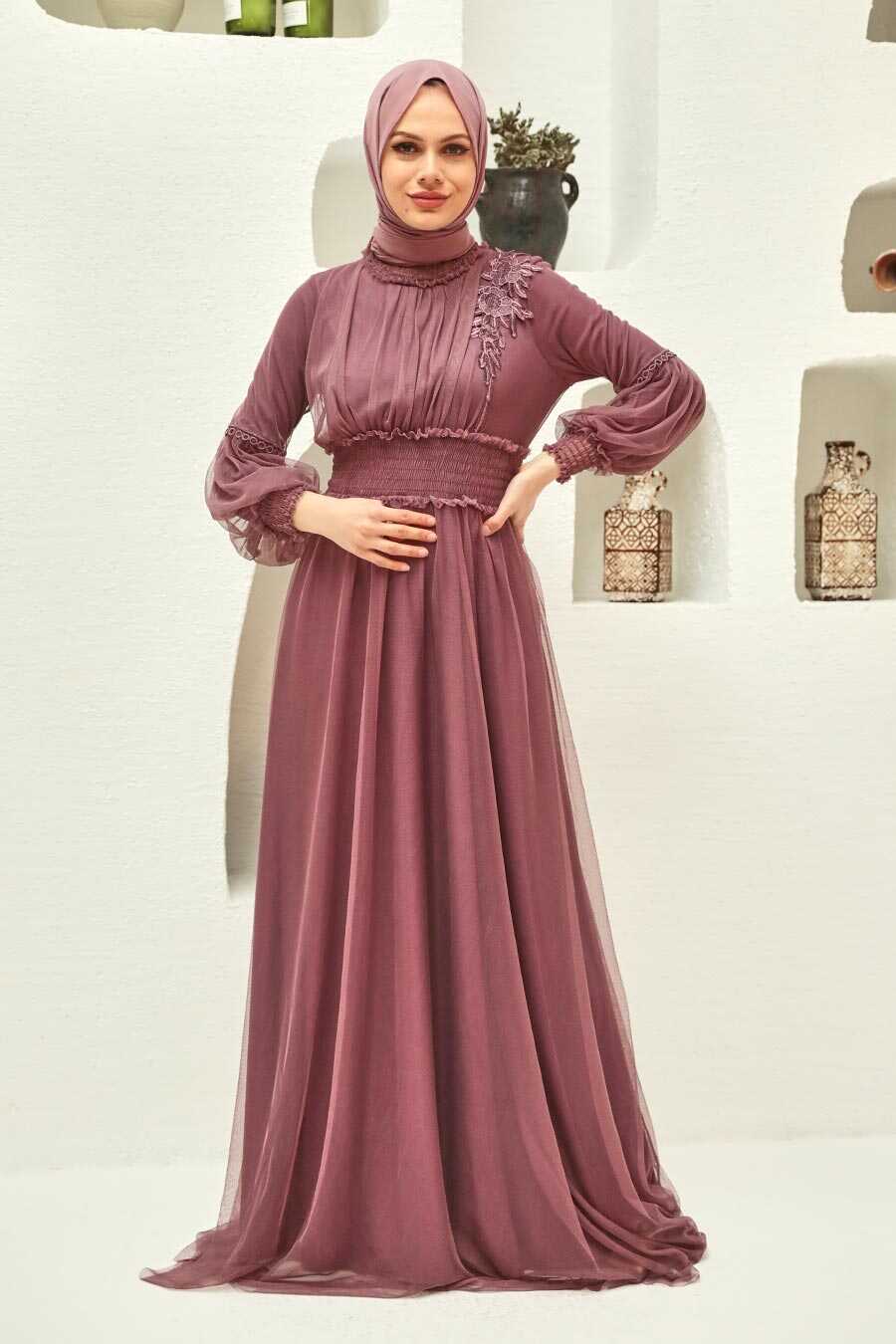 Neva Style - Plus Size Dark Dusty Rose Modest Islamic Clothing Prom Dress 56520KGK