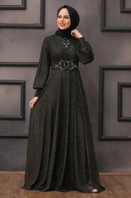 Neva Style - Plus Size Gold Muslim Prom Dress 50151GOLD - Thumbnail