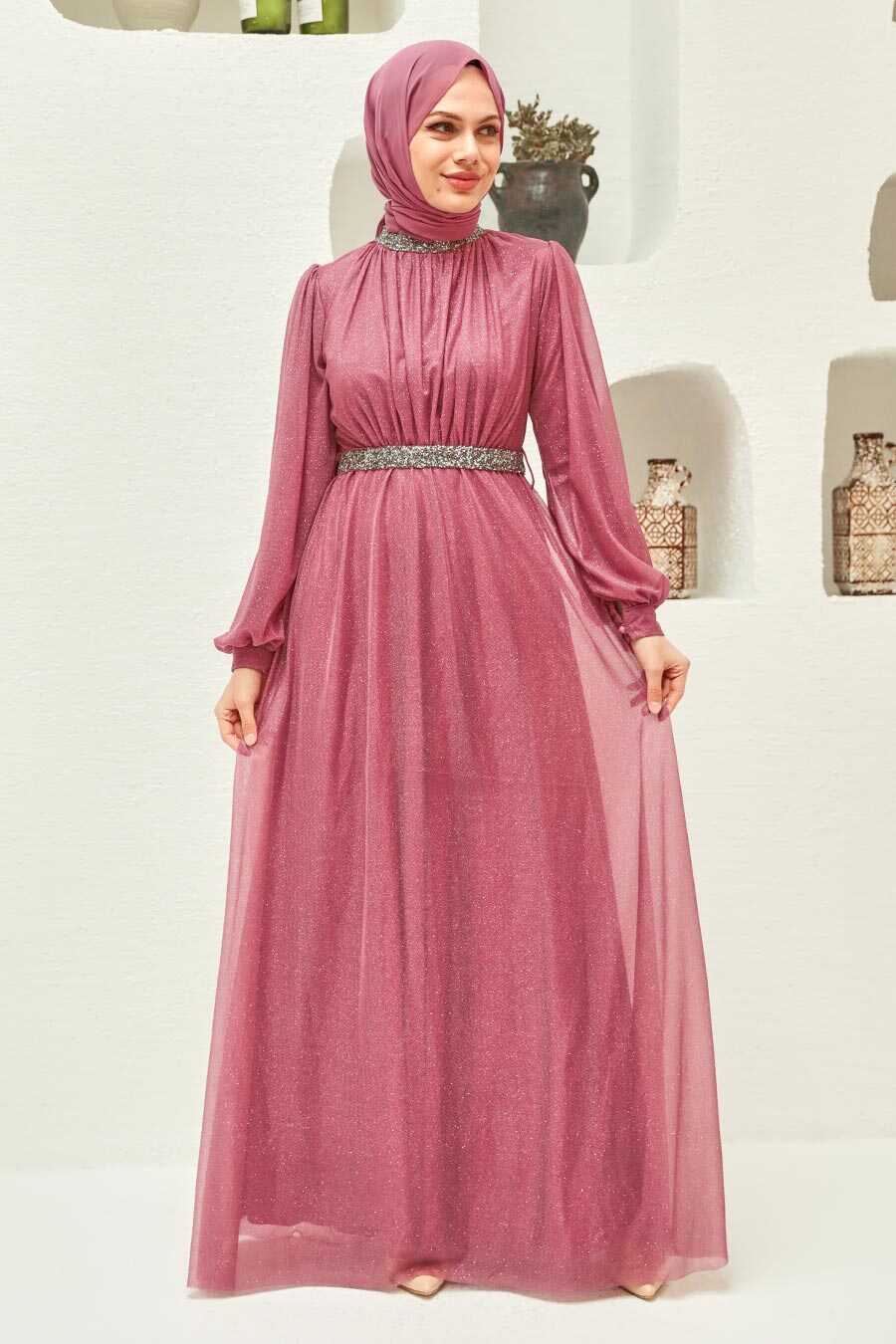 Neva Style - Plus Size Light Dusty Rose Muslim Wedding Dress 5501AGK