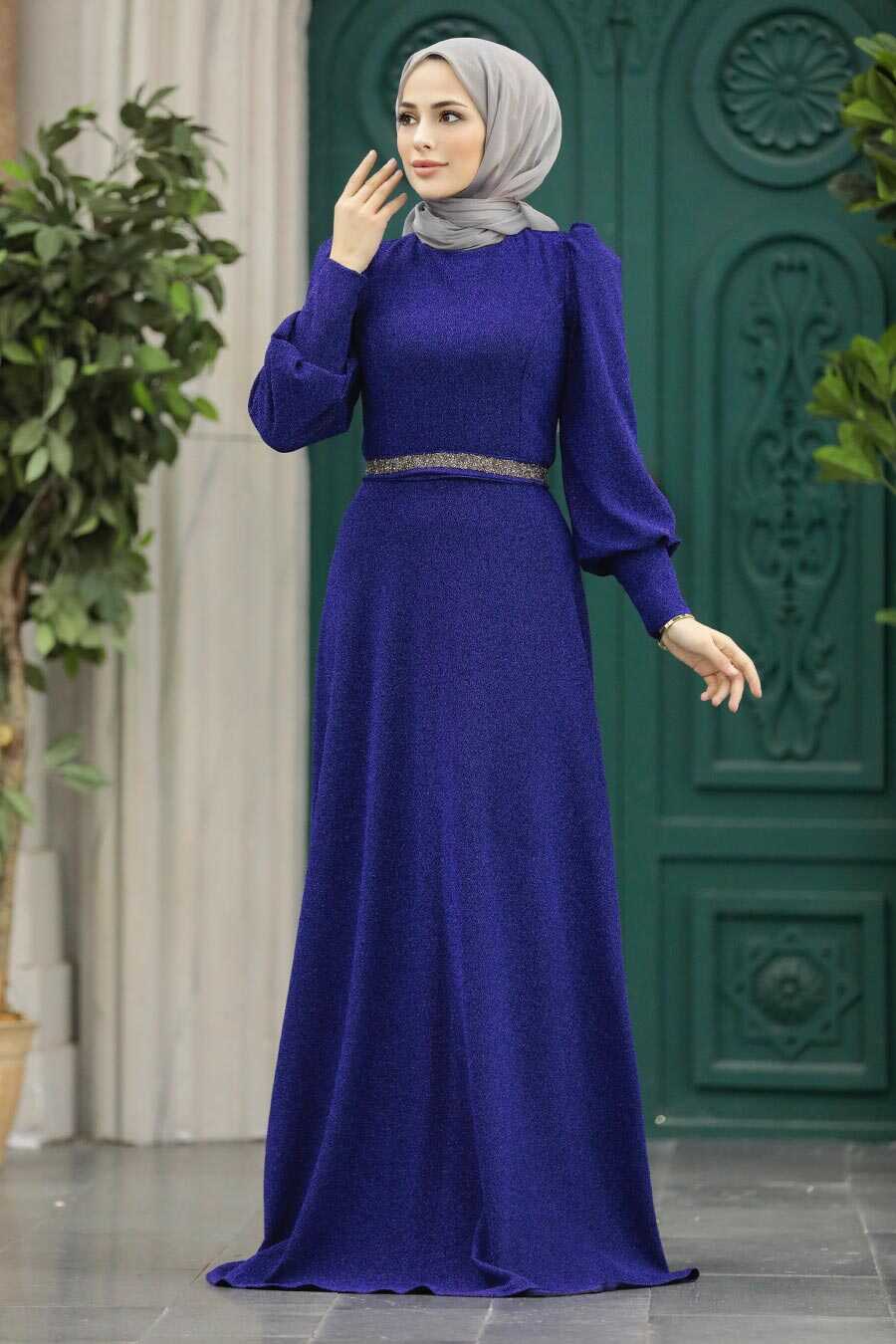 Neva Style - Plus Size Navy Blue Islamic Bridesmaid Dress 22172L