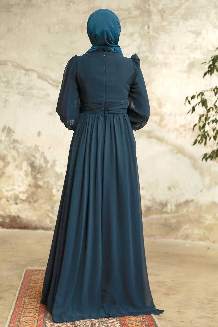 Neva Style - Plus Size Navy Blue Islamic Clothing Evening Dress 21940L
