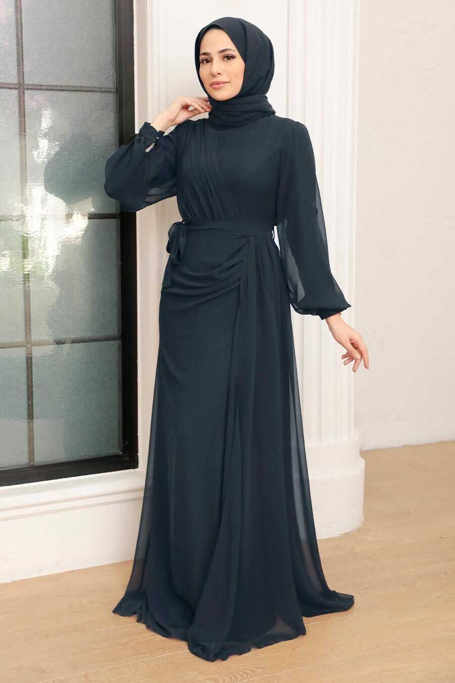 Neva Style - Plus Size Navy Blue Modest Wedding Dress 5711L