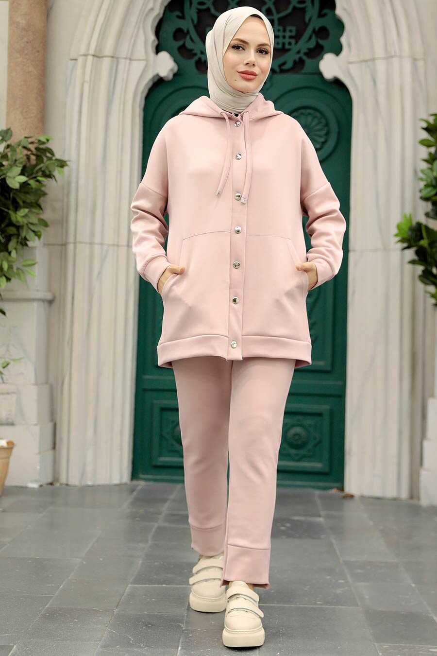 Neva Style - Powder Pink Hijab Dual Suit 22186PD