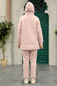 Neva Style - Powder Pink Hijab Dual Suit 22186PD - Thumbnail