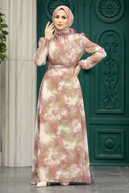 Neva Style - Powder Pink Hijab For Women Dress 27944PD - Thumbnail