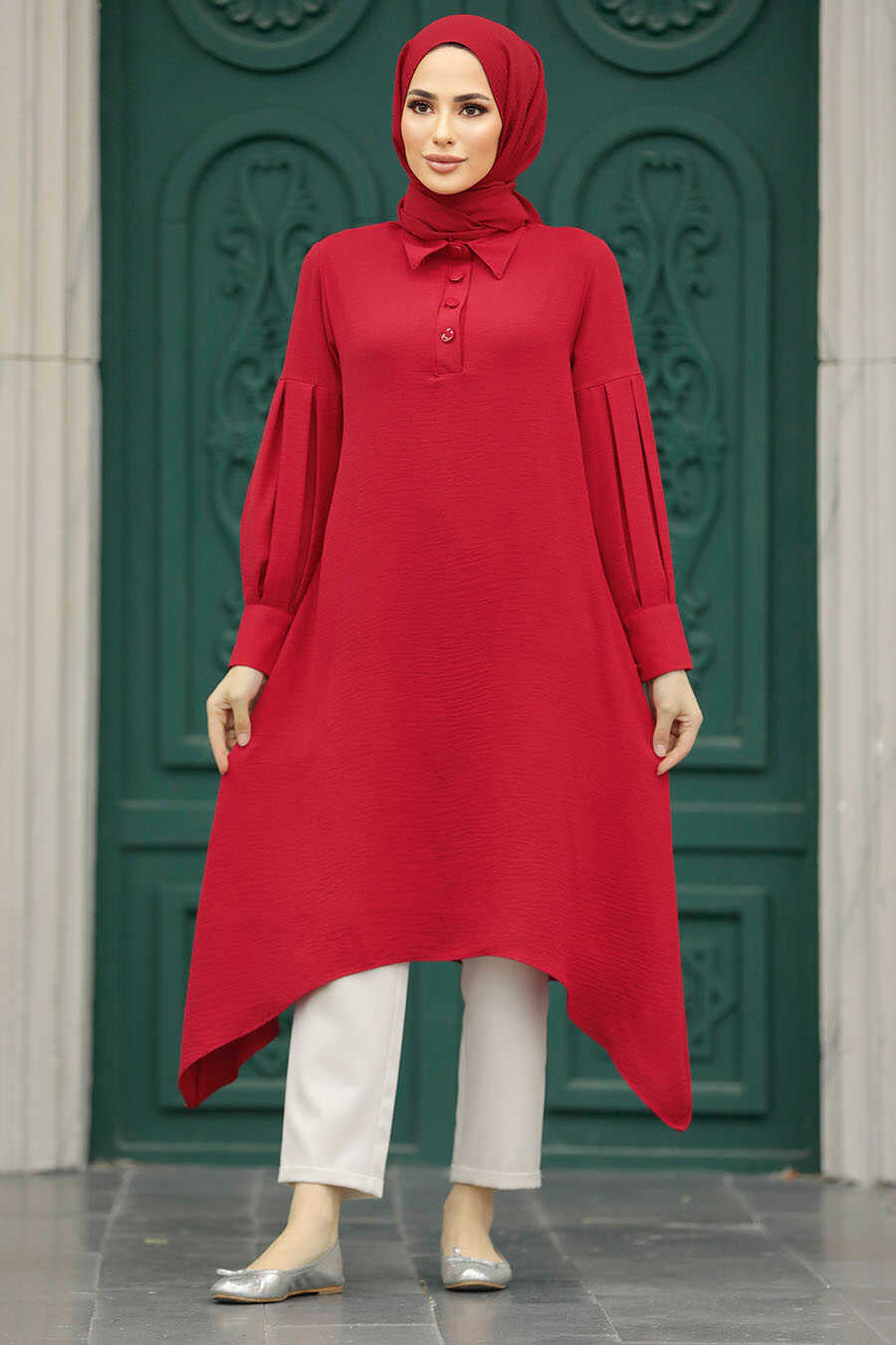 Neva Style - Red Islamic Clothing Tunic 615K