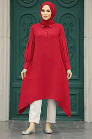Neva Style - Red Islamic Clothing Tunic 615K - Thumbnail