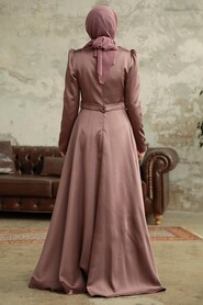 Neva Style - Satin Copper Islamic Wedding Dress 3967BKR - Thumbnail