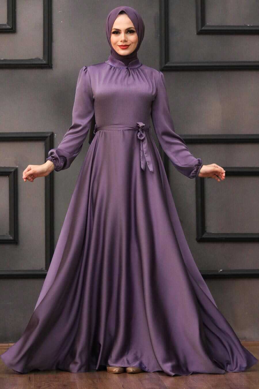 Neva Style - Satin Lila Islamic Engagement Dress 25131LILA