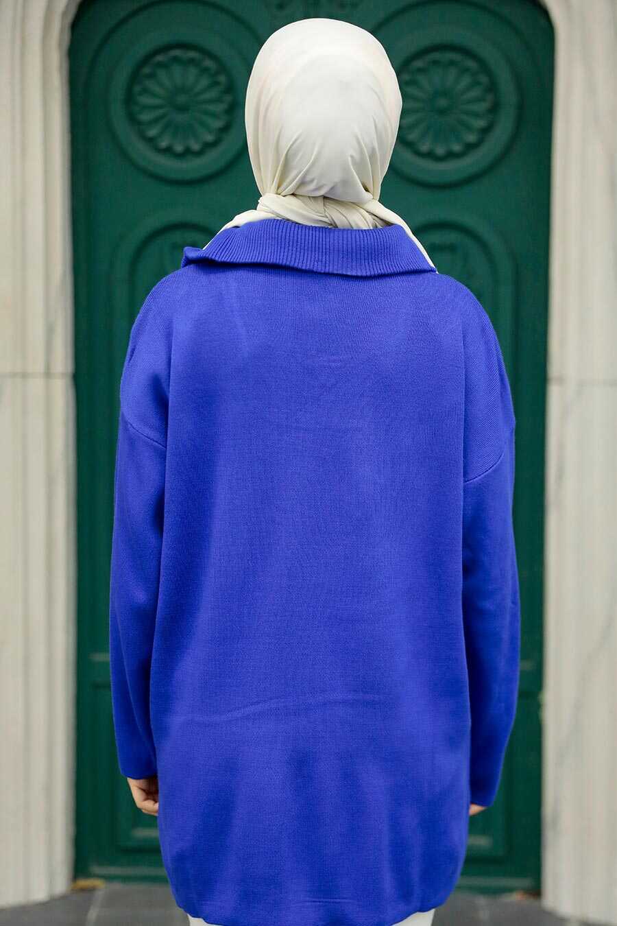 Neva Style - Sax Blue Hijab Knitwear Tunic 2690SX