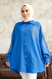 Neva Style - Sax Blue Hijab Tunic 11351SX - Thumbnail