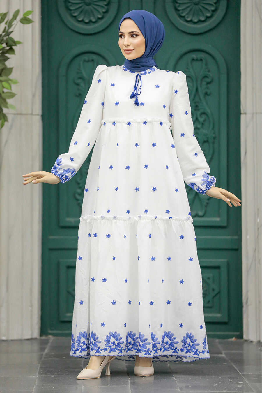 Neva Style - Sax Blue Long Dress 1381SX