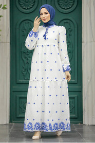 Neva Style - Sax Blue Long Dress 1381SX - Thumbnail
