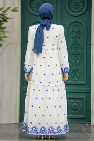 Neva Style - Sax Blue Long Dress 1381SX - Thumbnail