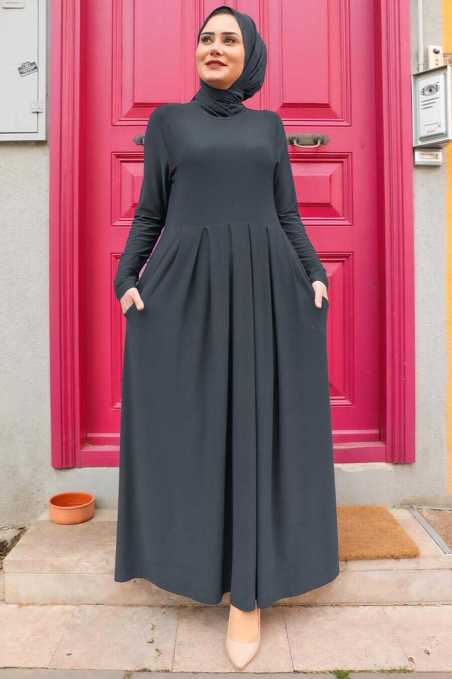 Neva Style - Smoke Color Hijab Dress 18130FU