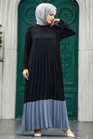 Neva Style - Smoke Color Long Hijab Dress 7684FU - Thumbnail