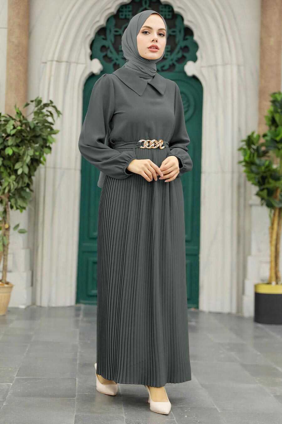 Neva Style - Smoke Color Muslim Long Dress Style 34320FU